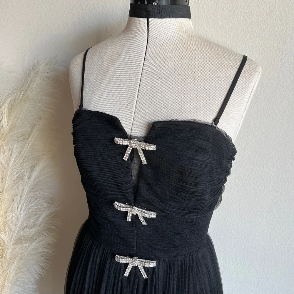 NWT Lucy Paris Black Tulle Maxi Dress Gown - Picture 8 of 12